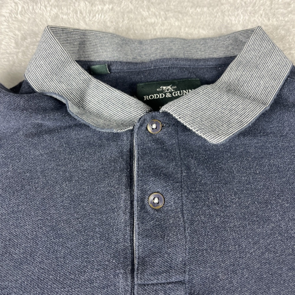 Rodd & Gunn Polo Shirt Mens Extra Large Blue Cotton Collared Ribbed Cuffs Sports